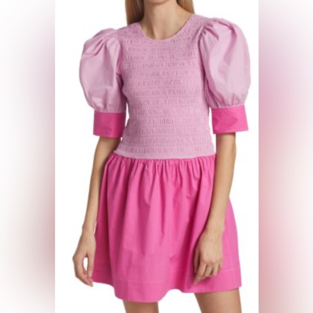 BNWT Ganni Pink Puff Sleeve Dress